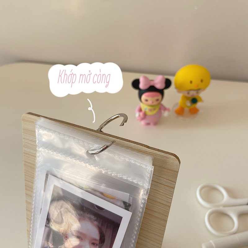 Khung Ảnh Standee Gỗ Còng Binder Đựng Card Kpop và Ảnh Polaroid 3 inch