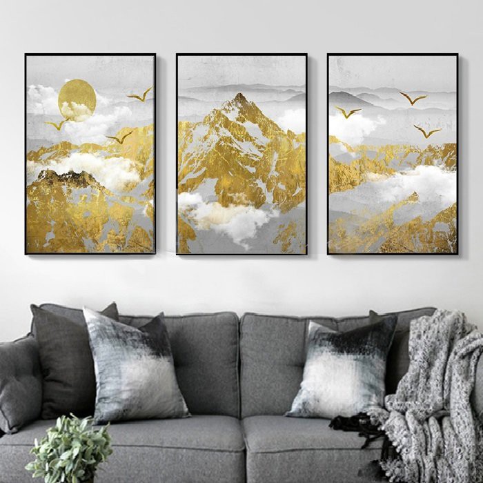 Bộ 3 Tranh phòng khách  Canvas giá xưởng - Tặng kèm đinh đa năng không cần khoan tường - Tranh canvas giá xưởng