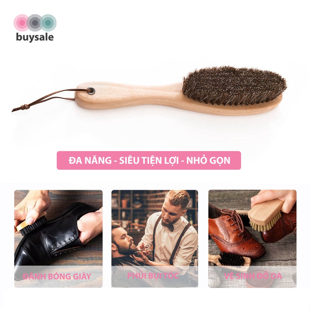 Bàn chải cán dài đa năng lông ngựa giúp phủi bụi tóc dùng trong salon, đánh bóng xi giày hiệu quả - BuySales - BSPK234