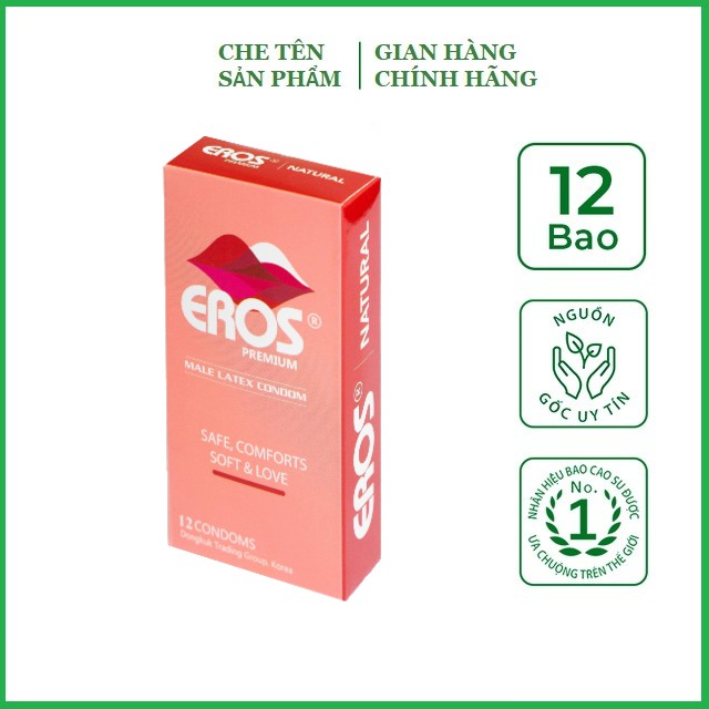 Bao Cao Su Siêu Mỏng Siêu Trơn EROS PREMIUM - Hộp 12 chiếc