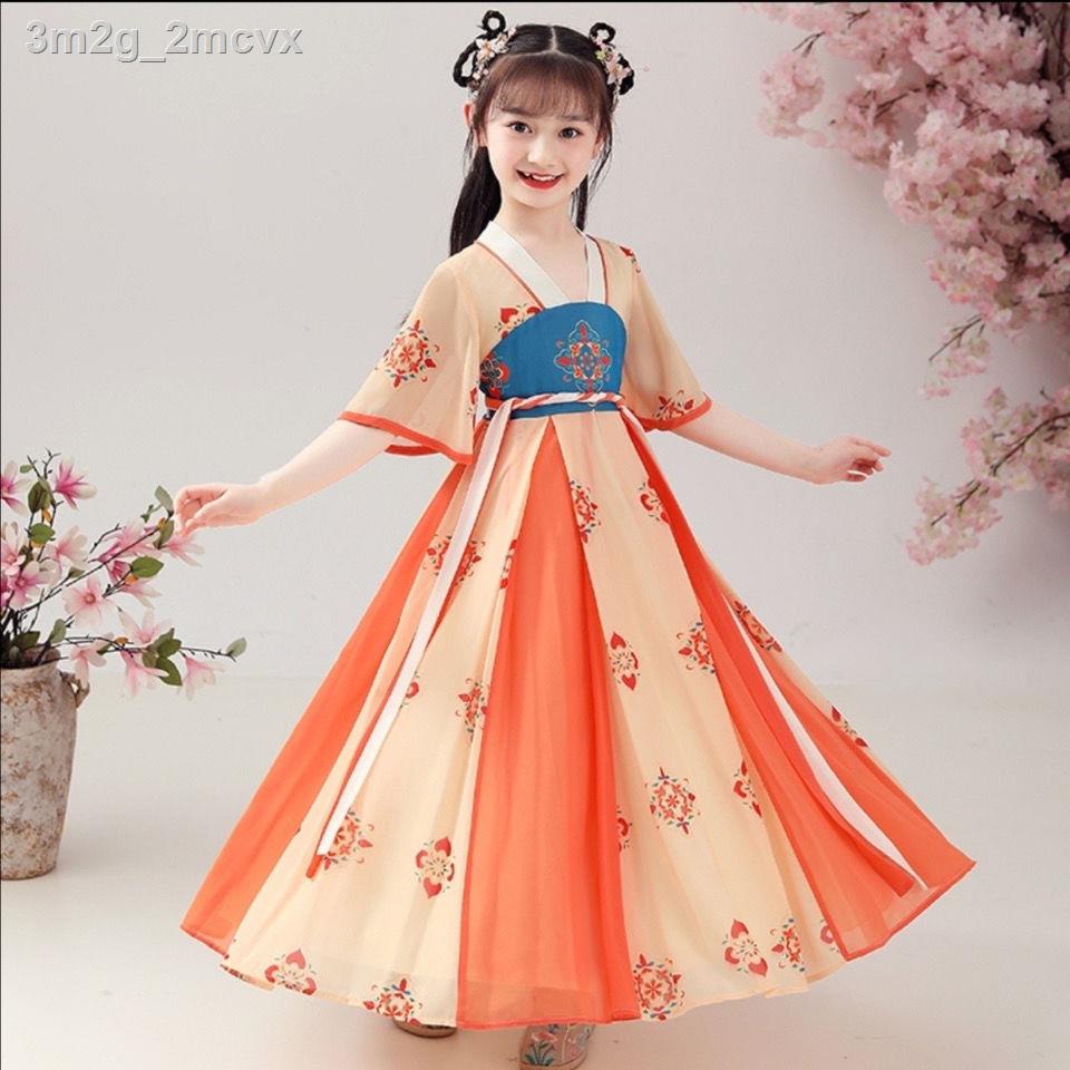 3m2g_2mcvxHanfu trẻ em, trang phục, váy, cô bé, váy siêu tiên, quần áo em gái, bộ đồ Tang, lót, mùa hè than