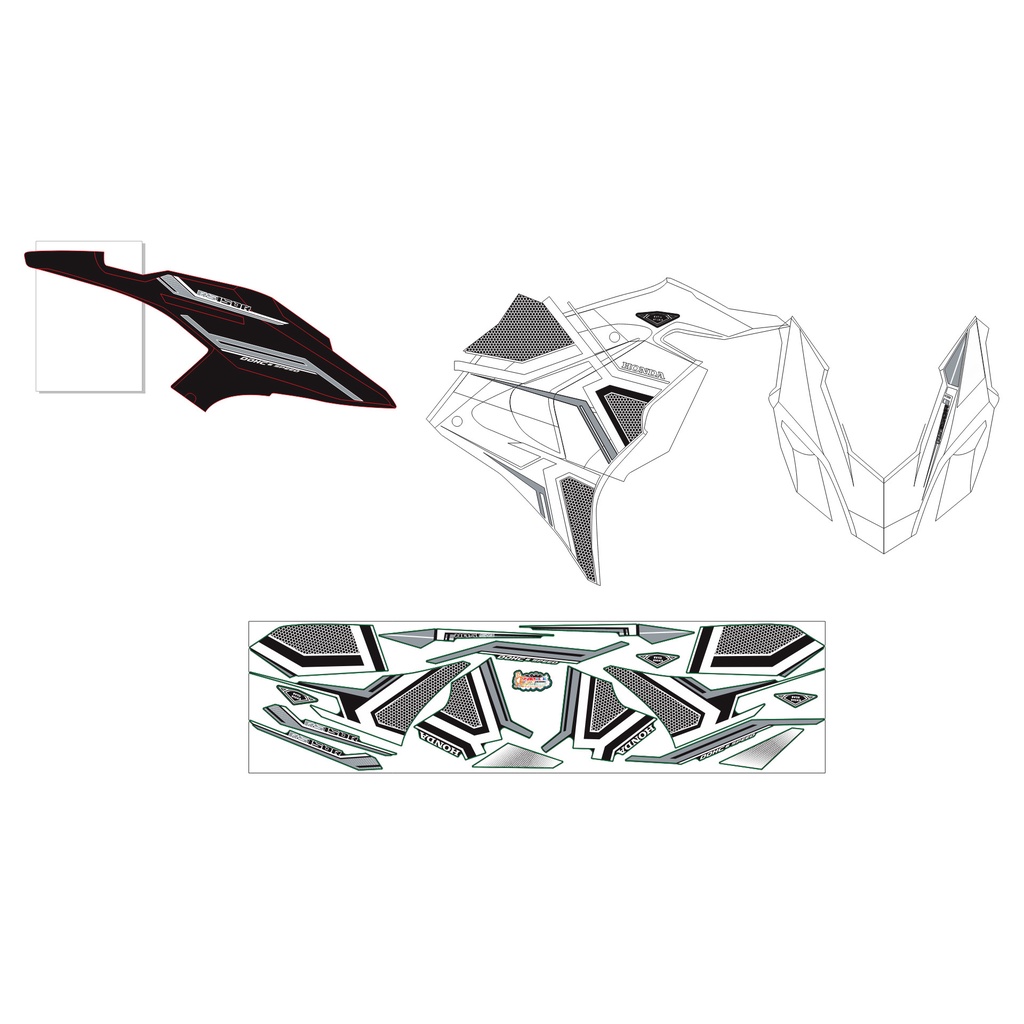 Tem Rời Winner X V3 2022 mẫu RS150 màu đen trắng xám