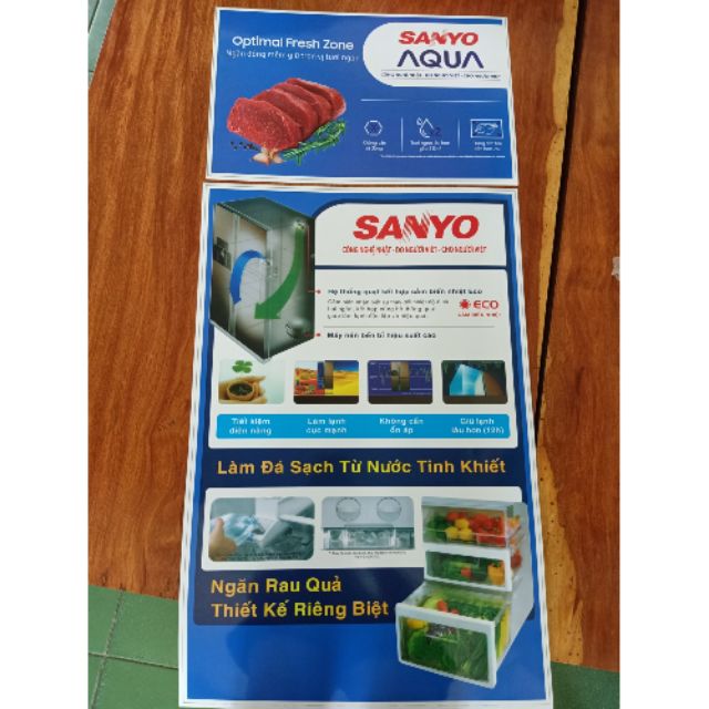 Tem dán tủ lạnh Sanyo size to khổng lồ