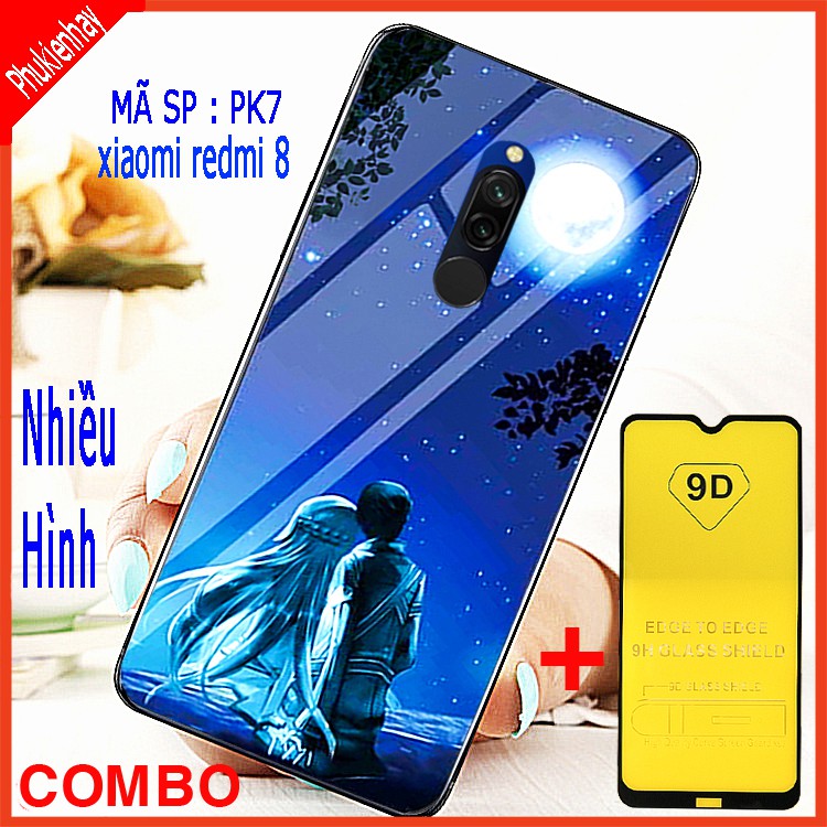 COMBO ỐP LƯNG XIAOMI REDMI 8 (ốp kính 3D thế hệ mới + kính cường lực 9D) EDUCASE66