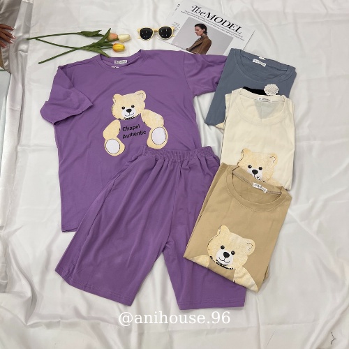 Bộ ngủ cotton chất đẹp hình gấu