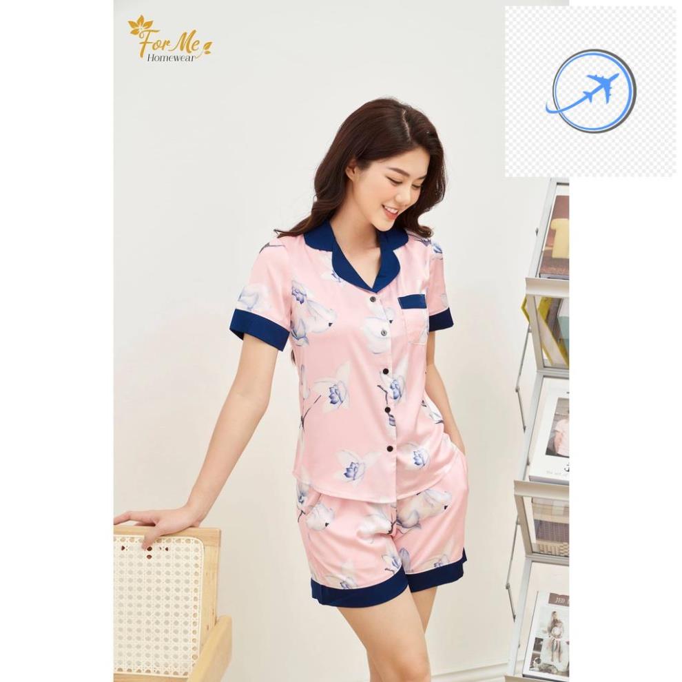 👚👗 Bộ đồ ngủ, mặc nhà chất Lụa Giấy Luxury Quần Đùi HOA SEN HỒNG 09 ,forme pijama 👚👗