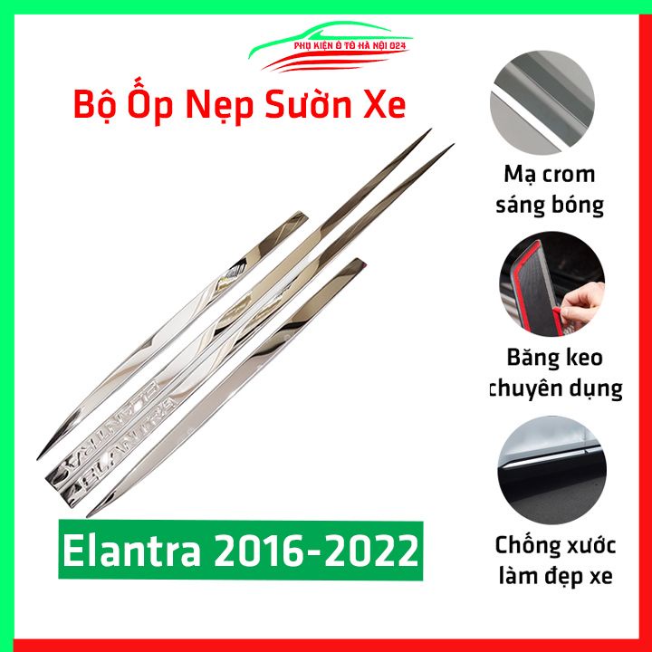 Bộ ốp nẹp sườn Elantra 2016-2022 mạ crom trang trí làm đẹp xe