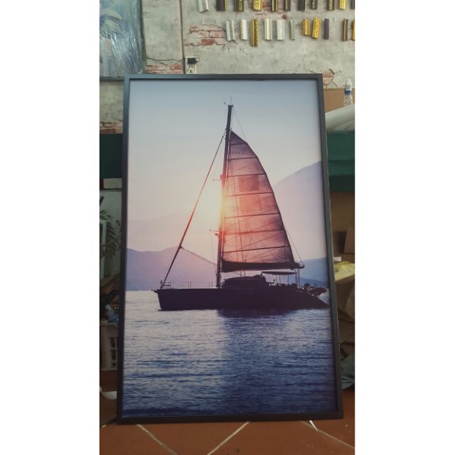 Tranh canvas thuyền biển 60x100 kèm khung