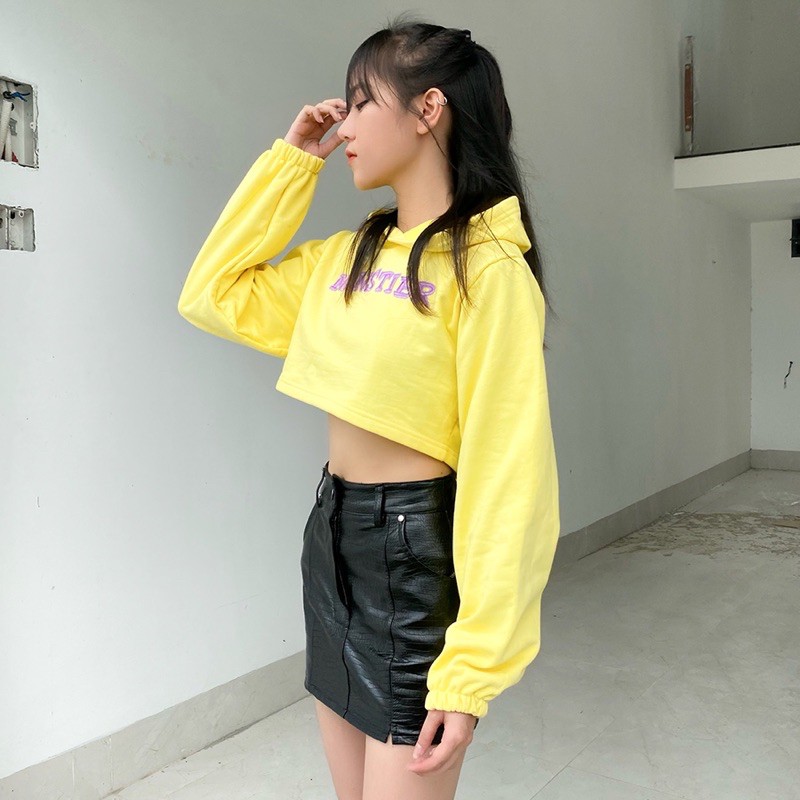 Áo Monstier crop Hoodie màu vàng chanh 🍋- Lemon Cropped Hoodie | BigBuy360 - bigbuy360.vn