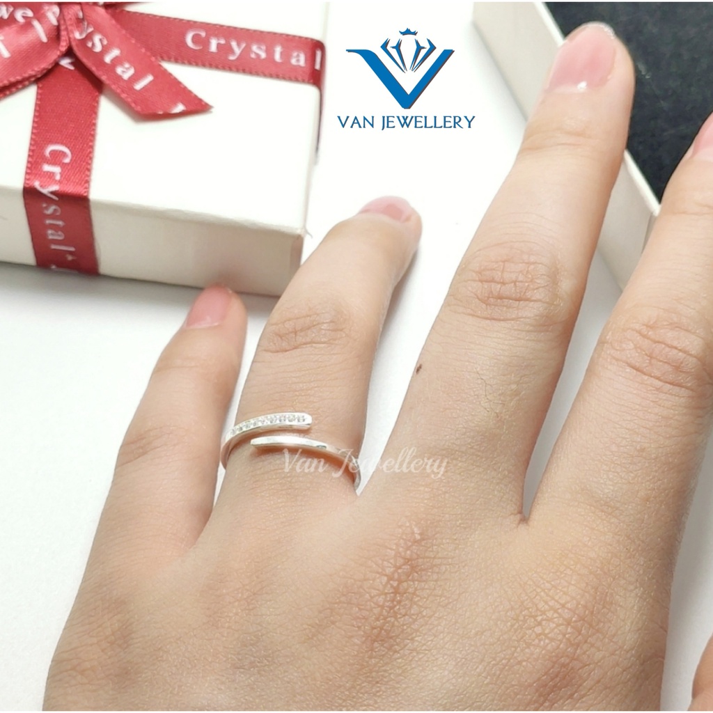 Nhẫn bạc nữ Nhẫn một hàng đá vòng Van Jewelry V10010 free size
