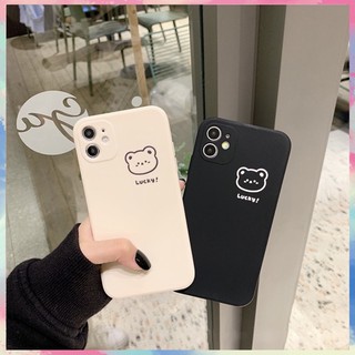 Ốp lưng silicon màu bảo vệ camera bear lucky