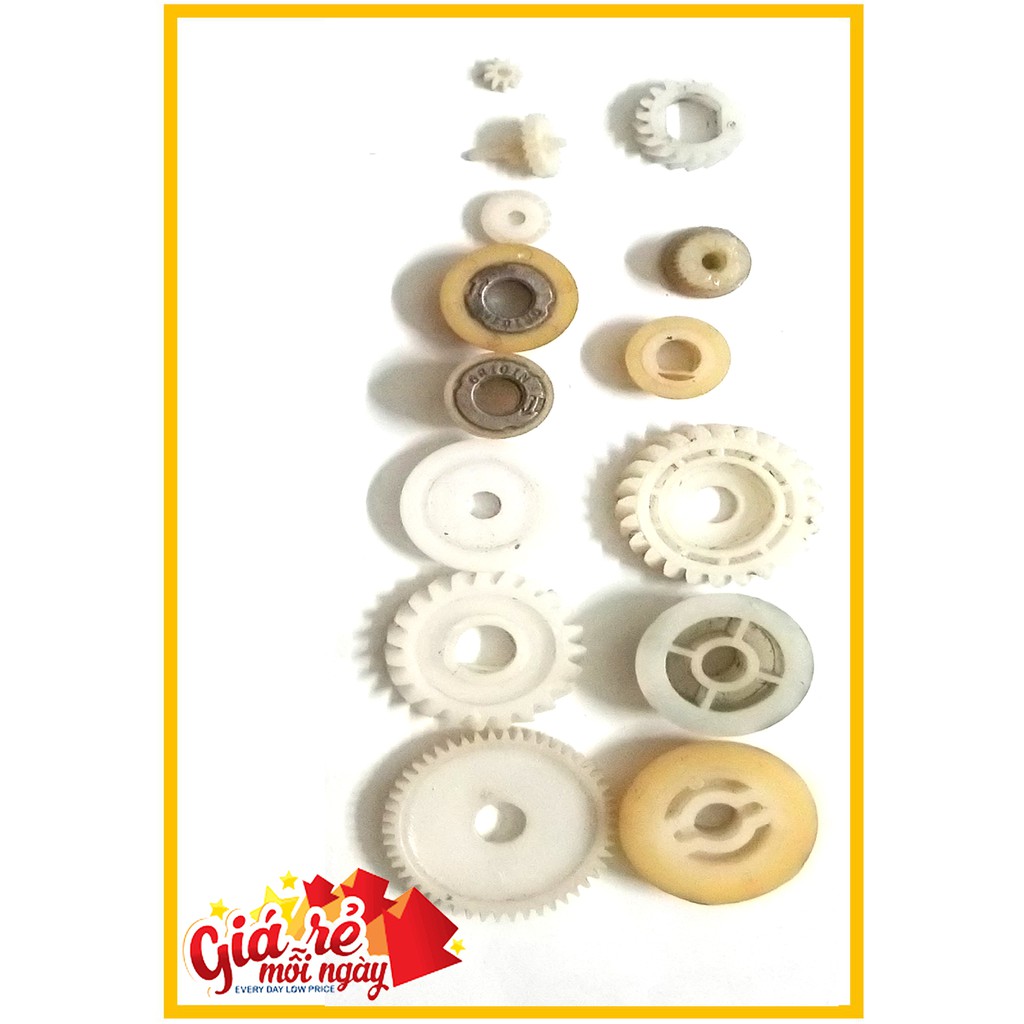 Combo Nhông nhựa 28 chi tiết - Bánh răng 5mm,1cm, 2cm, 3cm, D17cm - Đế nhựa DIY các loại