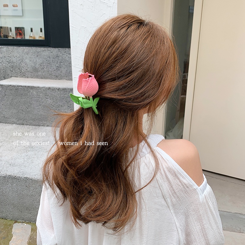 Kẹp Tóc Kim Loại Hình Hoa Tulip Cỡ Lớn Phong Cách Hàn Quốc Cho Nữ