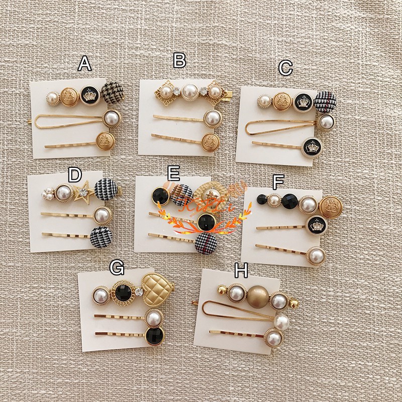 Bộ 8 Kẹp Tóc Đính Ngọc Trai Phong Cách Hàn Quốc Cho Nữ