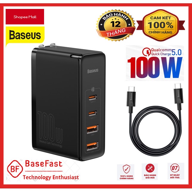 Bộ sạc nhanh đa năng Baseus GaN2 Pro Quick Charger 100W dùng cho Smartphone/ Tablet/ Macbook / Laptop