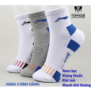 Set 3 đôi tất nam thể thao Lining sợi Nano bạc kháng khuẩn