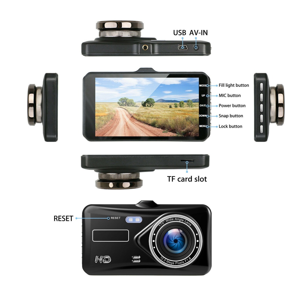 Camera Hành Trình Ô Tô Full HD Đèn LED tặng kèm thẻ nhớ 32gb micro SD - Nguồn tẩu 12V