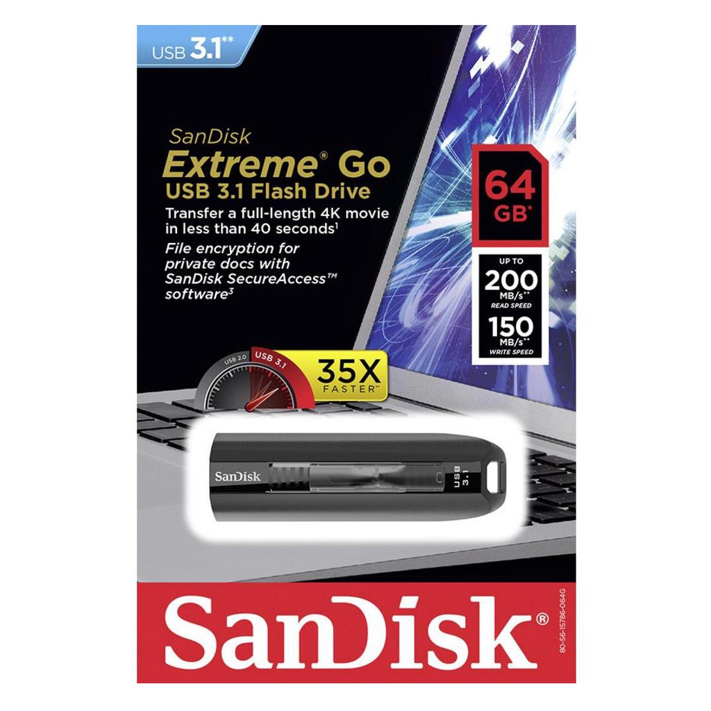 USB 3.1 SanDisk Extreme Go CZ800 64GB 200MB/s (SDCZ800-064G-A46)