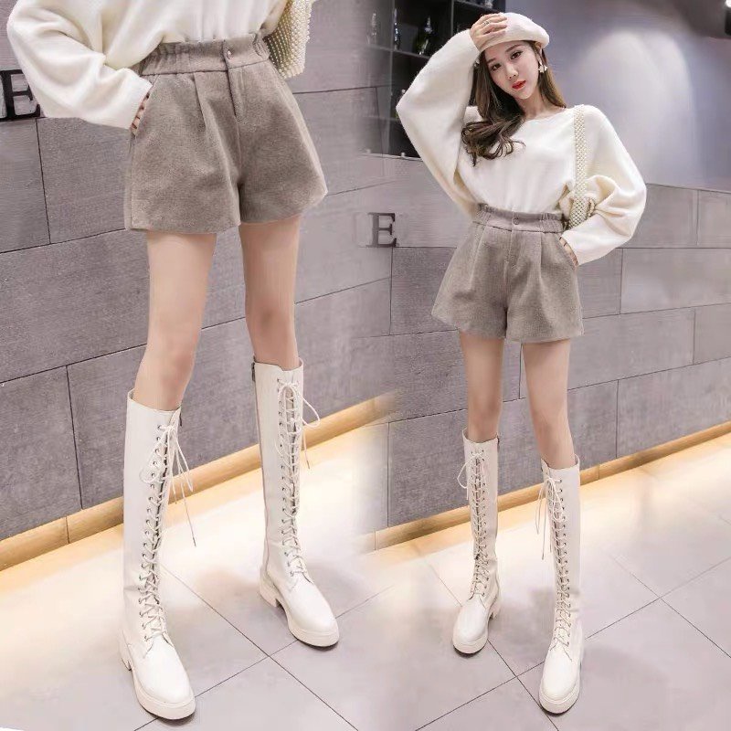 Quần short dạ nữ, quần short cạp cao mẫu mới_A34