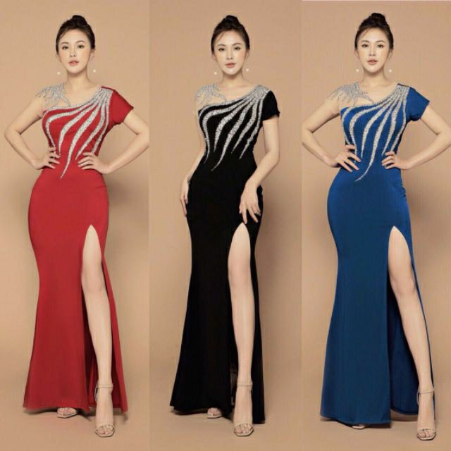 Đầm dạ hội đính hạt cao cấp kèm ảnh thật  tặng hoa tai thời trang xinh xắn
