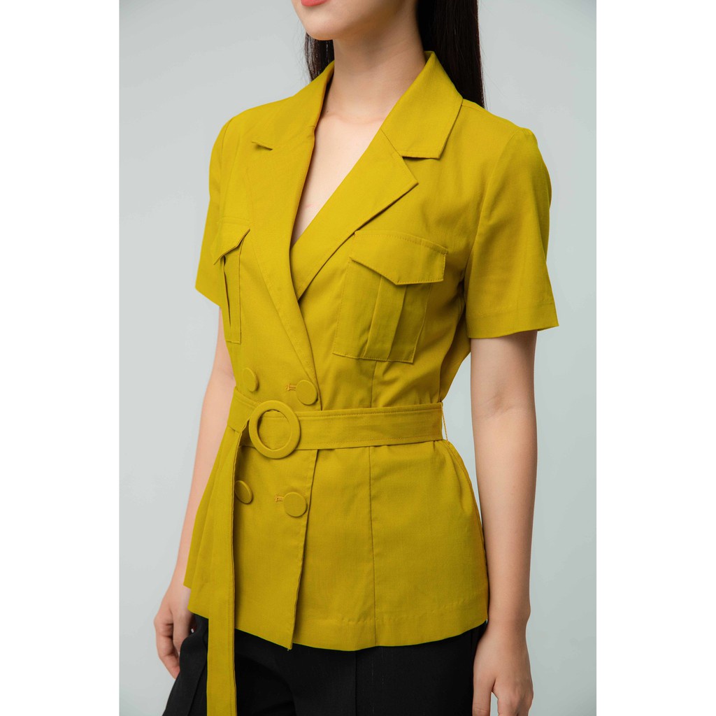 [Mã WABRIVY33 giảm 10% tối đa 50k đơn từ 250K] Áo cổ 2 ve kèm đai nữ IVY moda MS 61M5256