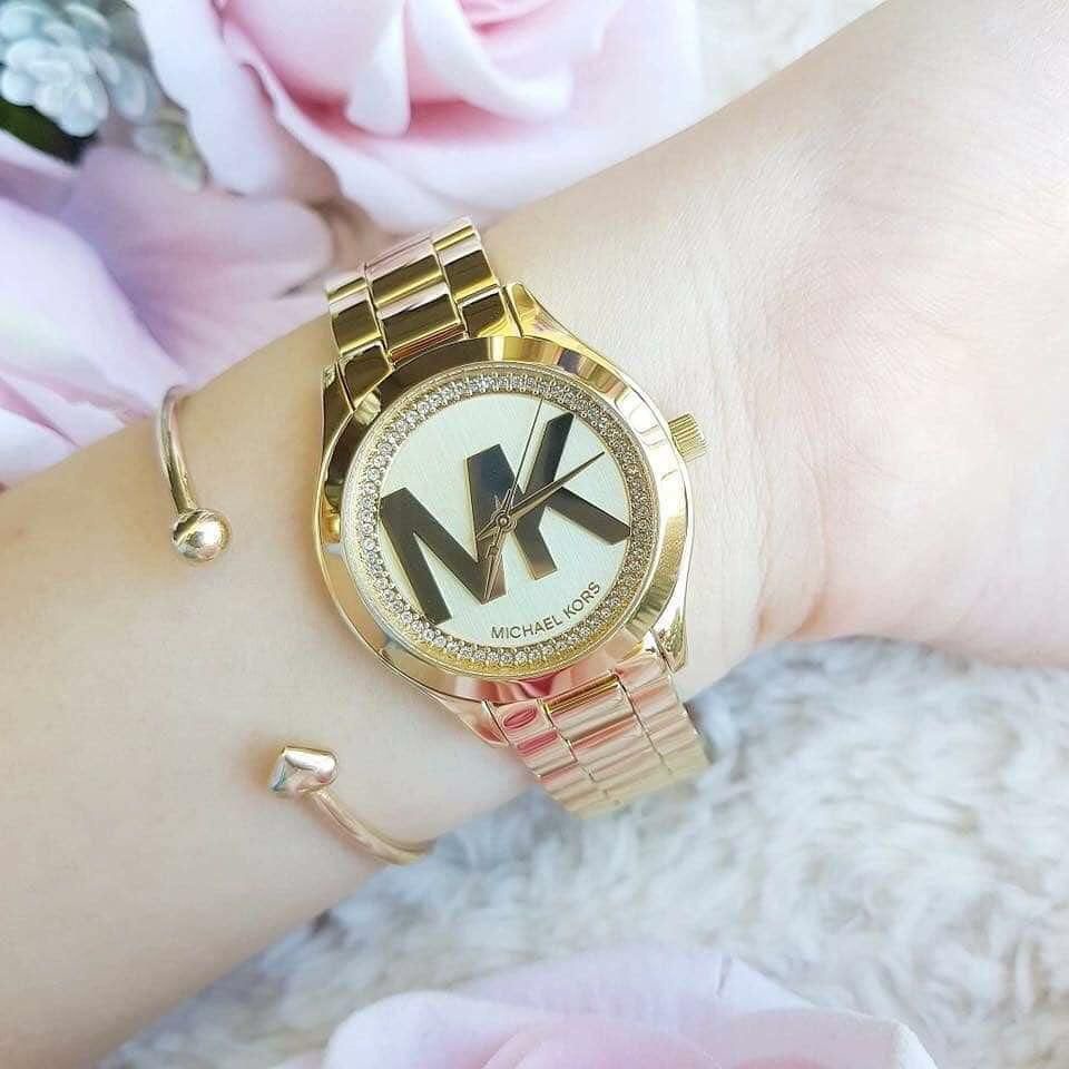 Đồng hồ nữ cao cấp Michael Kors Runway Mini Slim Watch MK3477-Auth-Luxury diamond watch