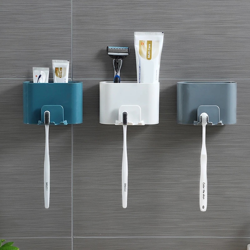 Giá Đỡ Bàn Chải Đánh Răng / Cốc Súc Miệng / Cốc Sắp Xếp Gọn Gàng Gắn Tường Không Cần Khoan