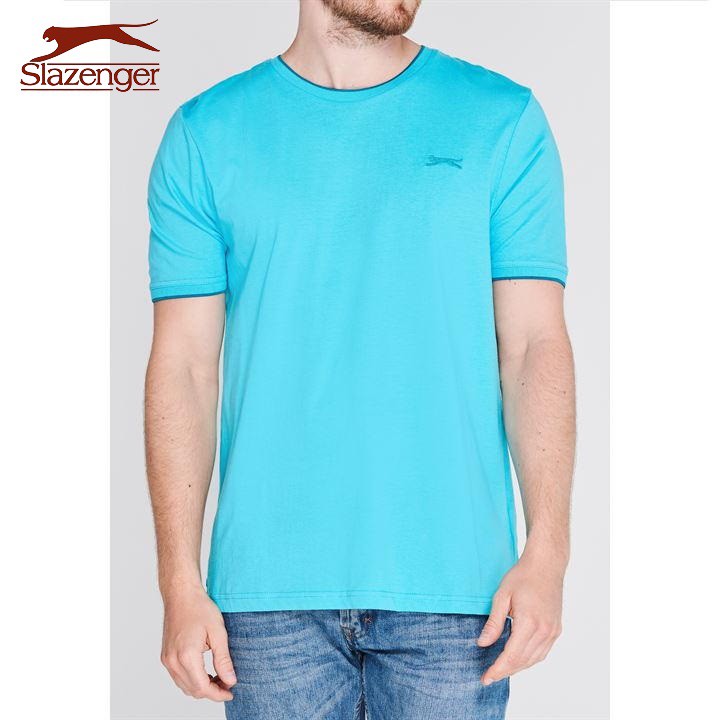 Áo thun nam Slazenger Tipped (màu Bright Blue) - Hàng size UK