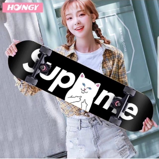 Ván trượt skateboard chính hãng hongyi mẫu supreme mèo đen