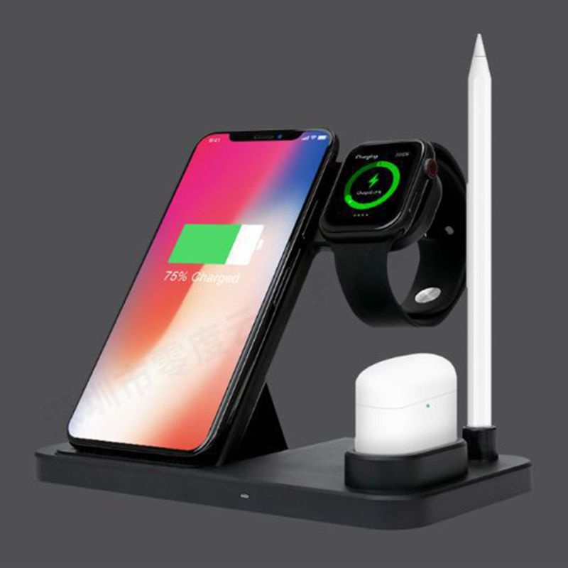 Đế Sạc Nhanh Không Dây 4 Trong 1 Cho Điện Thoại Di Động Tiện Lợi