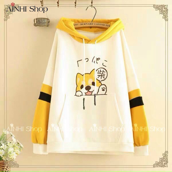 Áo Hoodie ❤️FREESHIP❤️ Áo Khoác Hoodie Nữ (Cún Dễ Thương) Vải Nỉ Nhiều Màu - Áo Hoodie Free Size Dưới 60KG