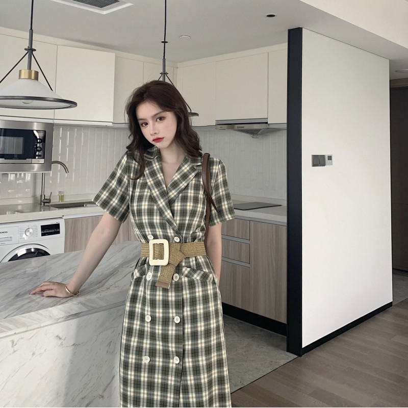 váy sơ mi kẻ caro vintage