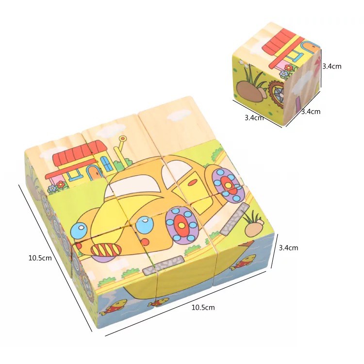 Tranh ghép gỗ 6 mặt - xếp hình 3D cho bé Rèn Luyện Tư Duy Logic Hàng Candy Kids Hàng Candy Kids