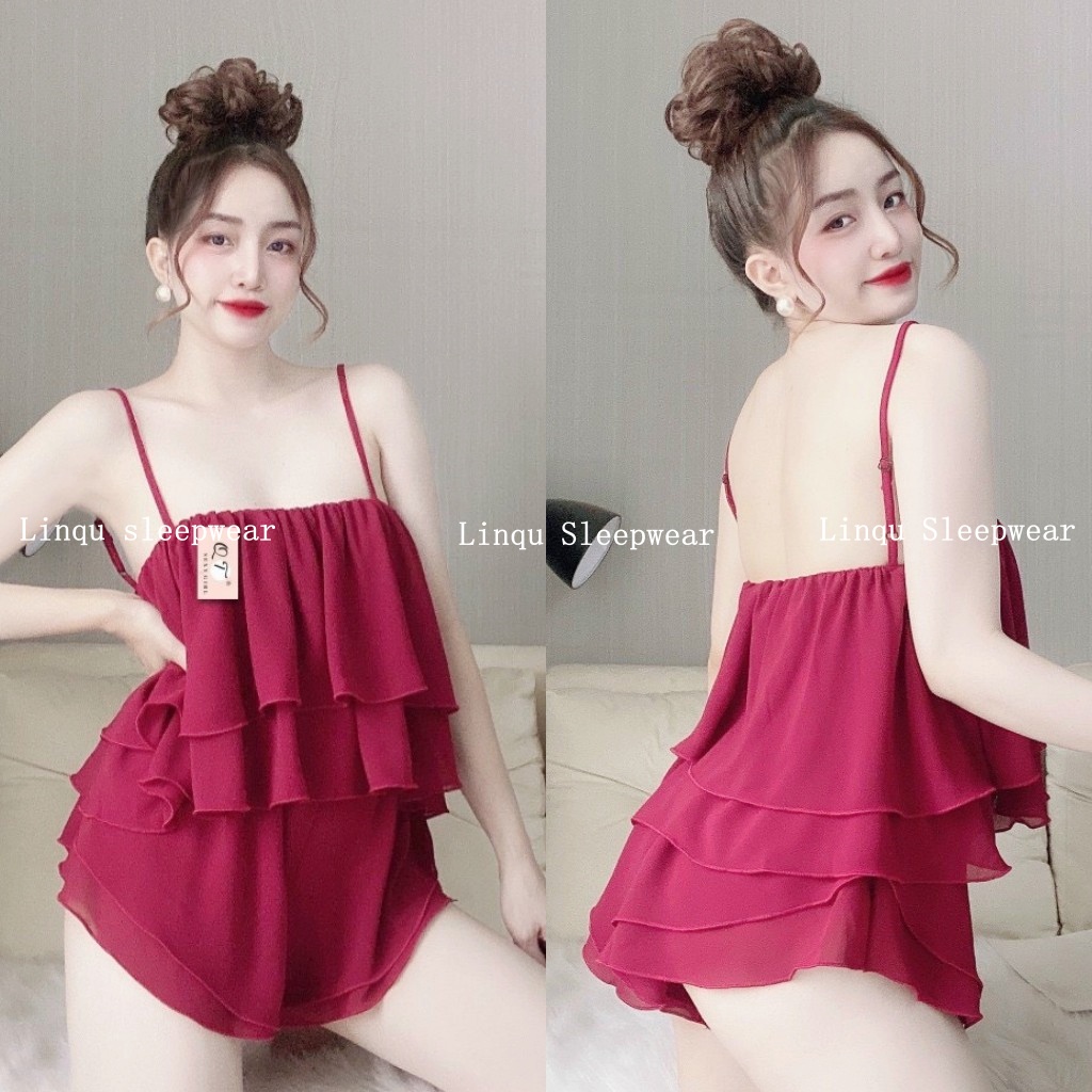 Đồ ngủ sexy 2 dây gợi cảm, Đồ ngủ nữ chất chinh phong cao cấp mặc ngủ thoải mái Freesize dưới 57kg