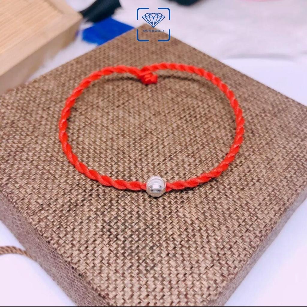 Vòng tay chỉ đỏ bi bạc ta 4li , Anchi jewelry