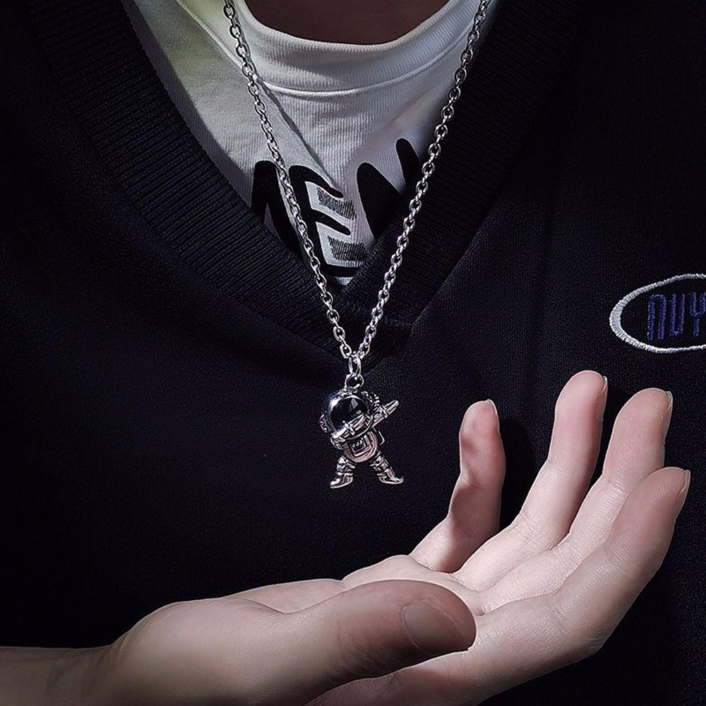 Vòng cổ Mặt Hình Mắt Kính Phi Hành Gia Phong Cách Punk Hip Hop Hàn Quốc Cho Nam