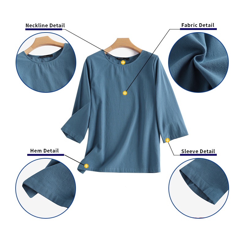 Áo nữ ZANZEA tay 3/ 4 cổ tròn phong cách châu Âu thời trang