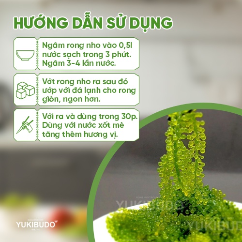 Rong Nho Tươi Tách Nước Yukibudo Kèm Sốt Mè Rang - Rong Nho Biển Khánh Hoà - Thực phẩm hữu cơ hỗ trợ giảm cân ăn kiêng