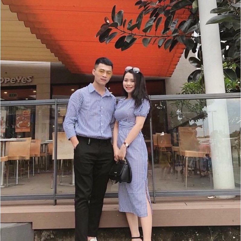 set áo váy cặp, áo sơ mi và đầm thiết kế thanh lịch, đi chơi, tiệc tùng, dạo phố, chụp ảnh cưới phong cách tự do