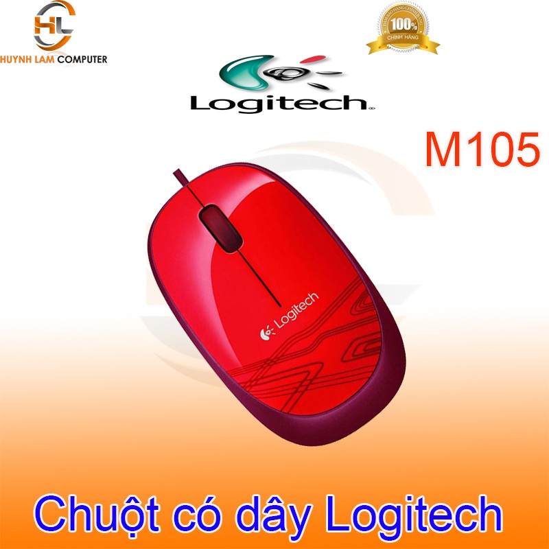 Chuột Logitech-Chuột có dây Logitech M105 (đỏ) DGW Phân Phối