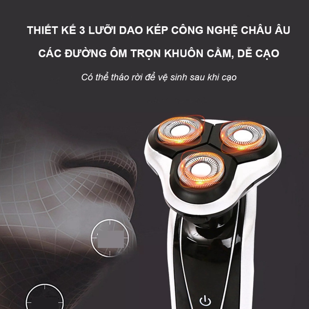 Máy cạo râu nam đa năng PHOLZPS 4 in 1, cắt tỉa lông mũi, tông đơ, massage mặt, Dao cạo râu điện 3 lưỡi cao cấp