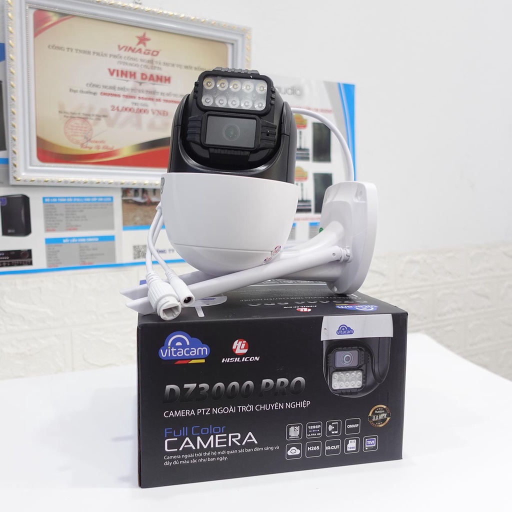 Camera Ngoài Trời VITACAM DZ3000 Pro PTZ Xoay 355 Độ, 4.0 MPX | Hình ảnh sắc nét, Đàm thoại 2 chiều