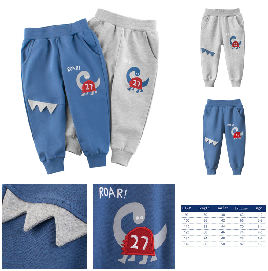 Kids Pants Sports Pants Pants 3D Dinosaur Pattern Double Pocket Design Ready Stock