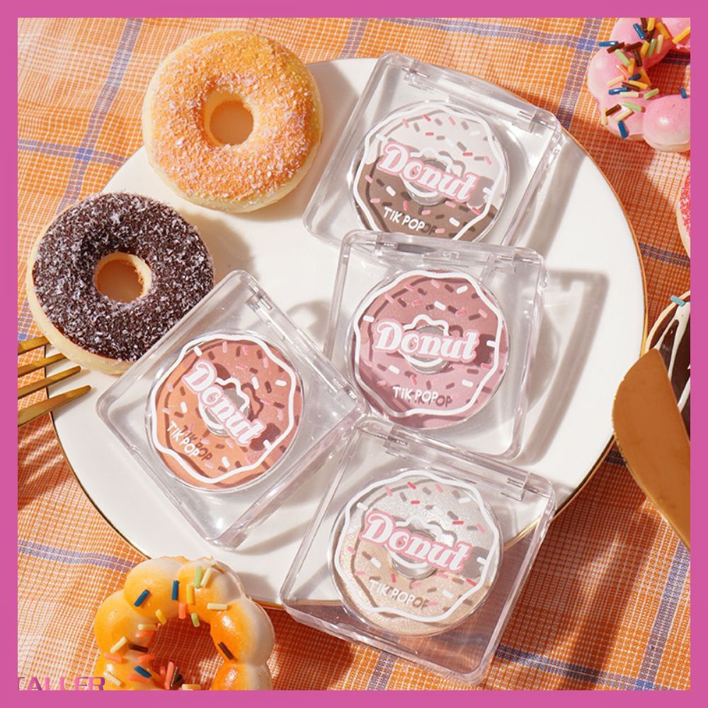 Bảng phấn má hồng trang điểm bắt sáng tạo khối hình bánh donut dễ thương