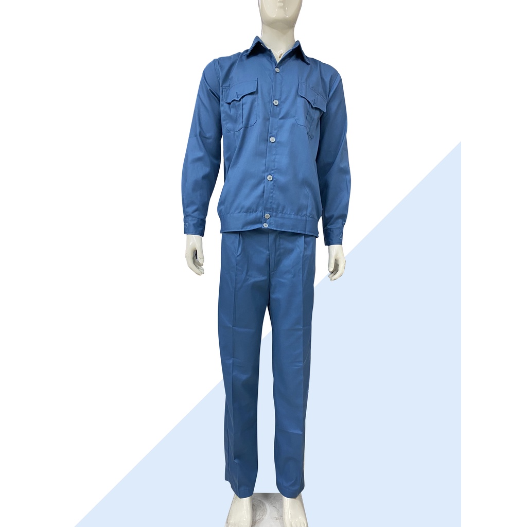 Quần Áo Bảo Hộ Lao Động Nam Nữ Kaki Dài Tay Màu Xanh Nhạt Ocean Uniform