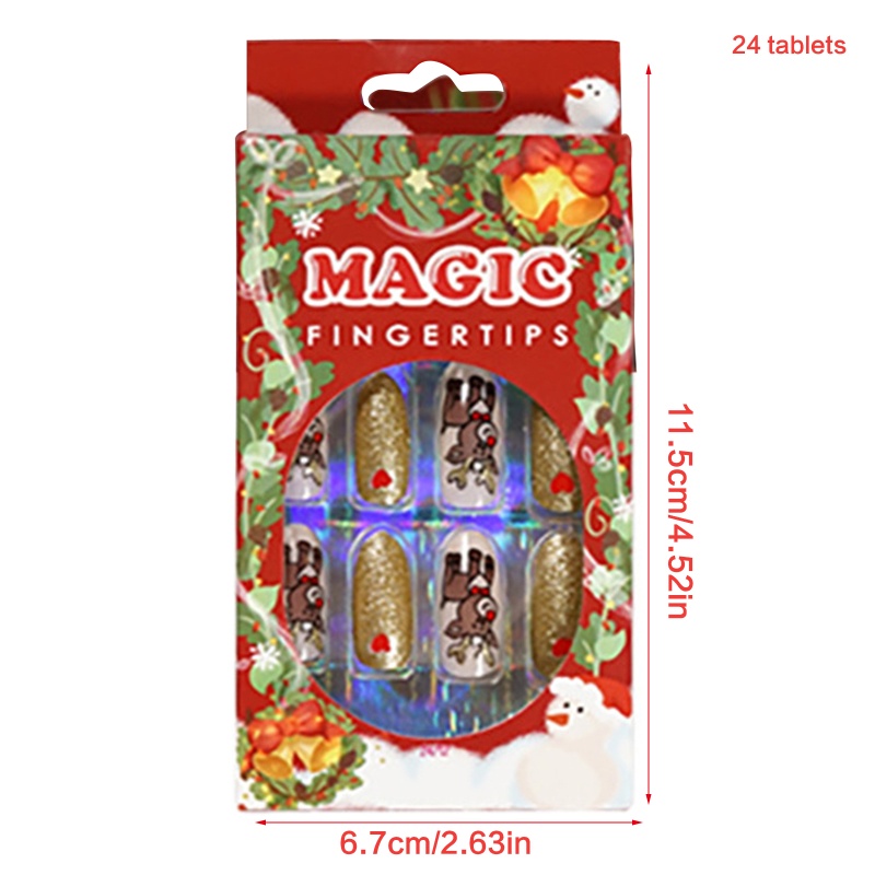 Set 24 Móng Tay Giả Trang Trí Chủ Đề Giáng Sinh