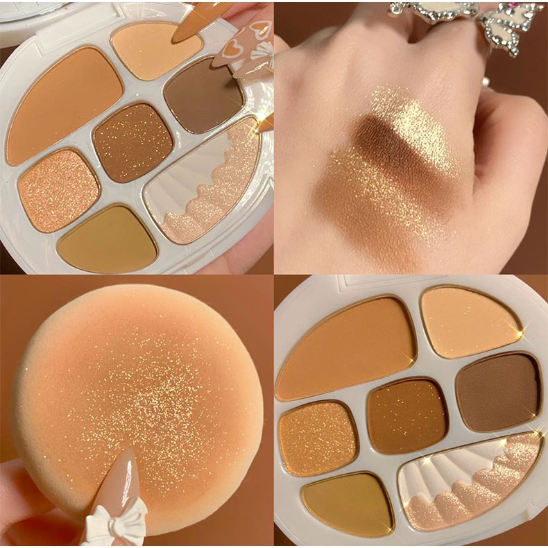 Bảng phấn mắt CVZ Eight Colors Eyeshadow Palette Shell Plate 8 màu kèm highlight phấn má CVZZ06 | BigBuy360 - bigbuy360.vn