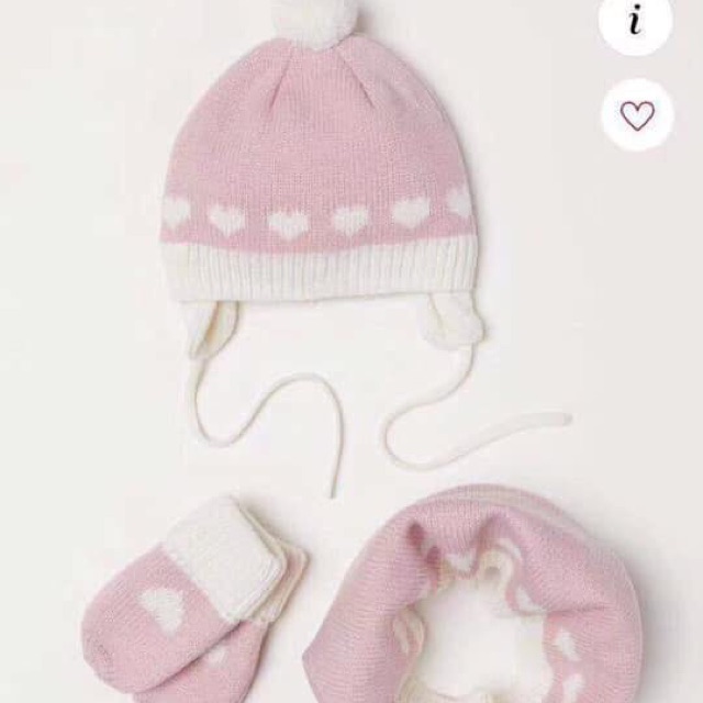 Set mũ+khăn+găng H&M sz 0-24m