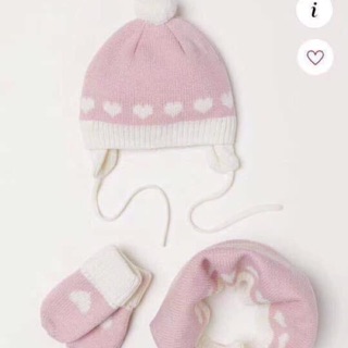 Set mũ+khăn+găng h&m sz 0-24m