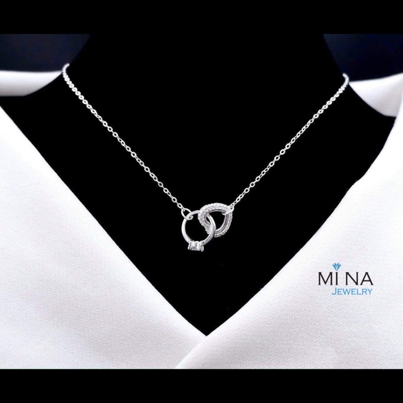 Dây chuyền bạc nữ vòng cổ nữ bạc thật mặt nhẫn đơn giản đính đá - cam kết chuẩn bạc (0148)